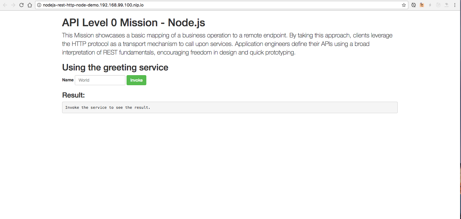 nodejs rest http app on openshift locally
